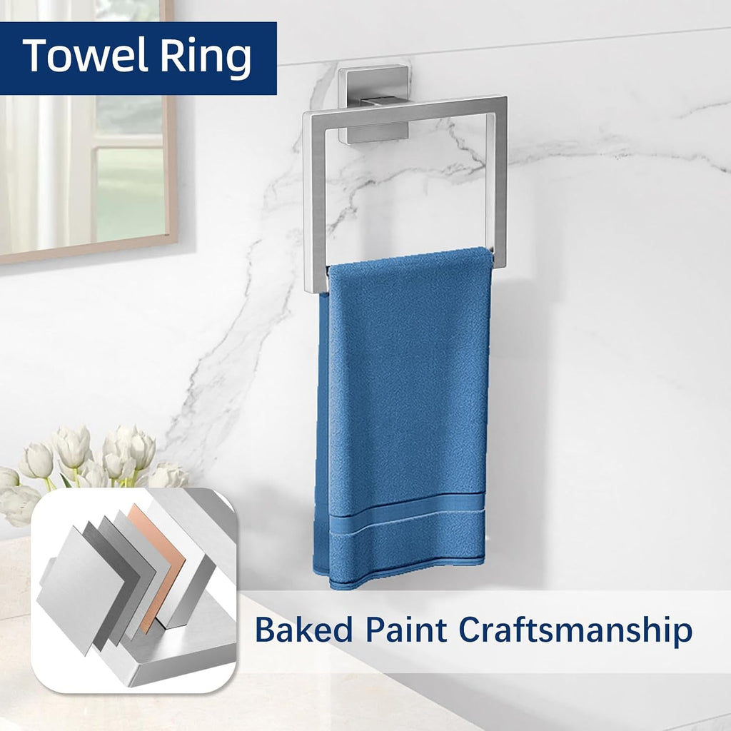 Gypie 16Inch Bathroom Accessory Set Wall Mounted, Brushed Nickel 5-Pieces