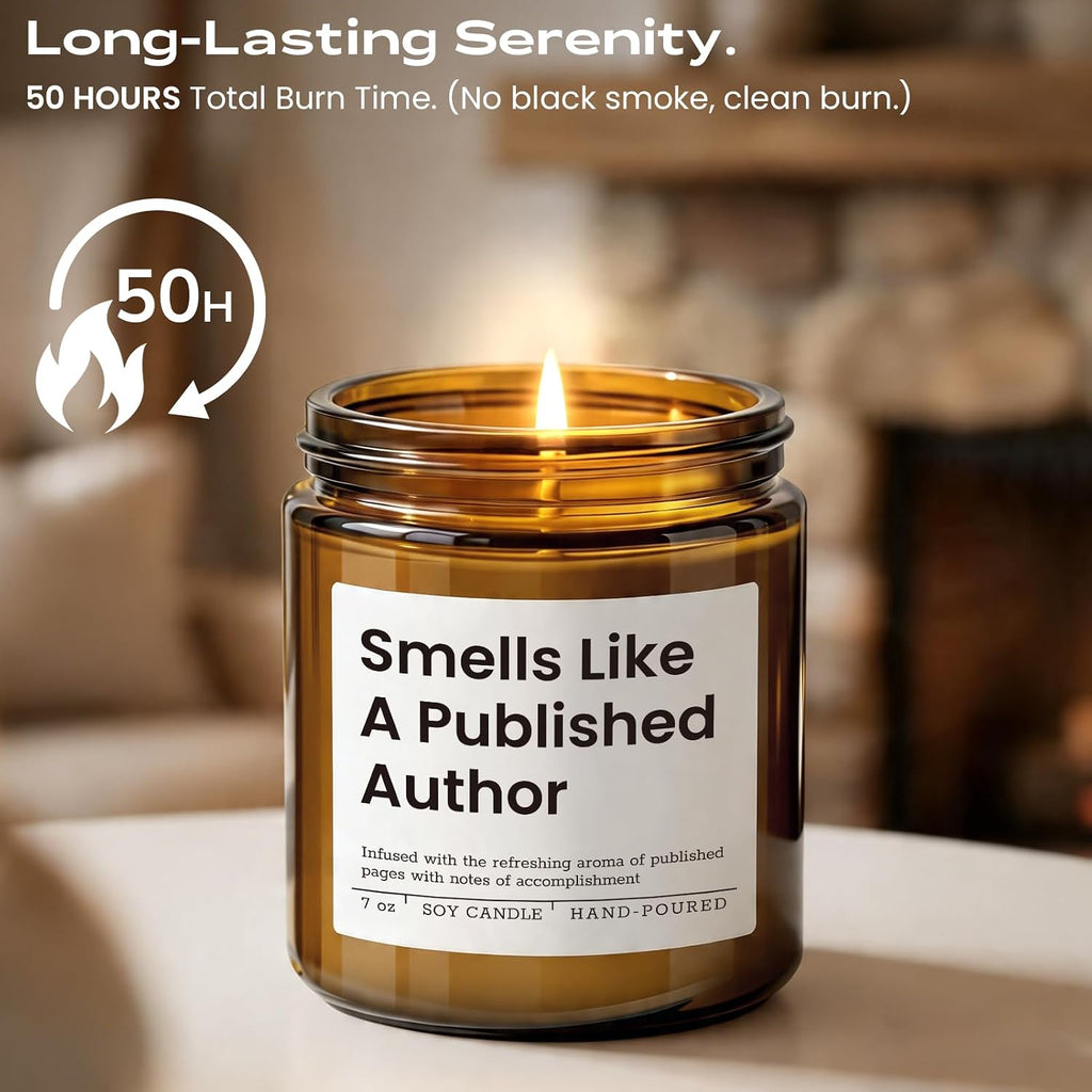 Gifts for Authors, Congrats New Author Gift for Women Men, Lavender Candle
