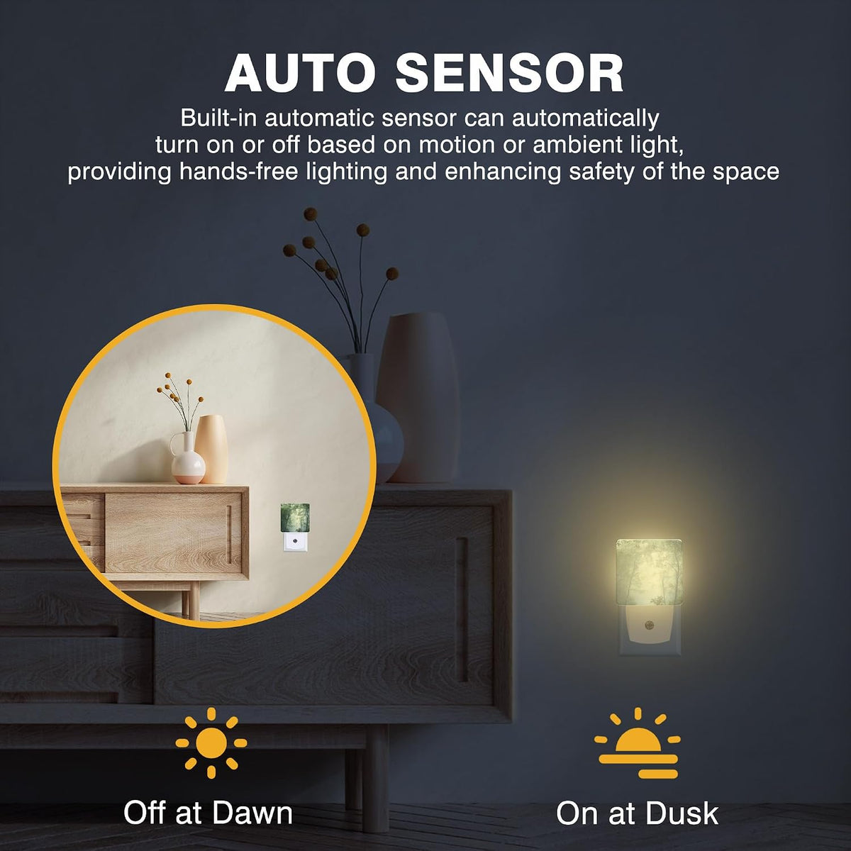 Misty Green Forest Night Light, Plug-in Nightlight with Dusk to Dawn Auto Sensor for Home Bedroom Hallway Kitchen 0.5W Sleep Friendly Led Lamp for Women Men