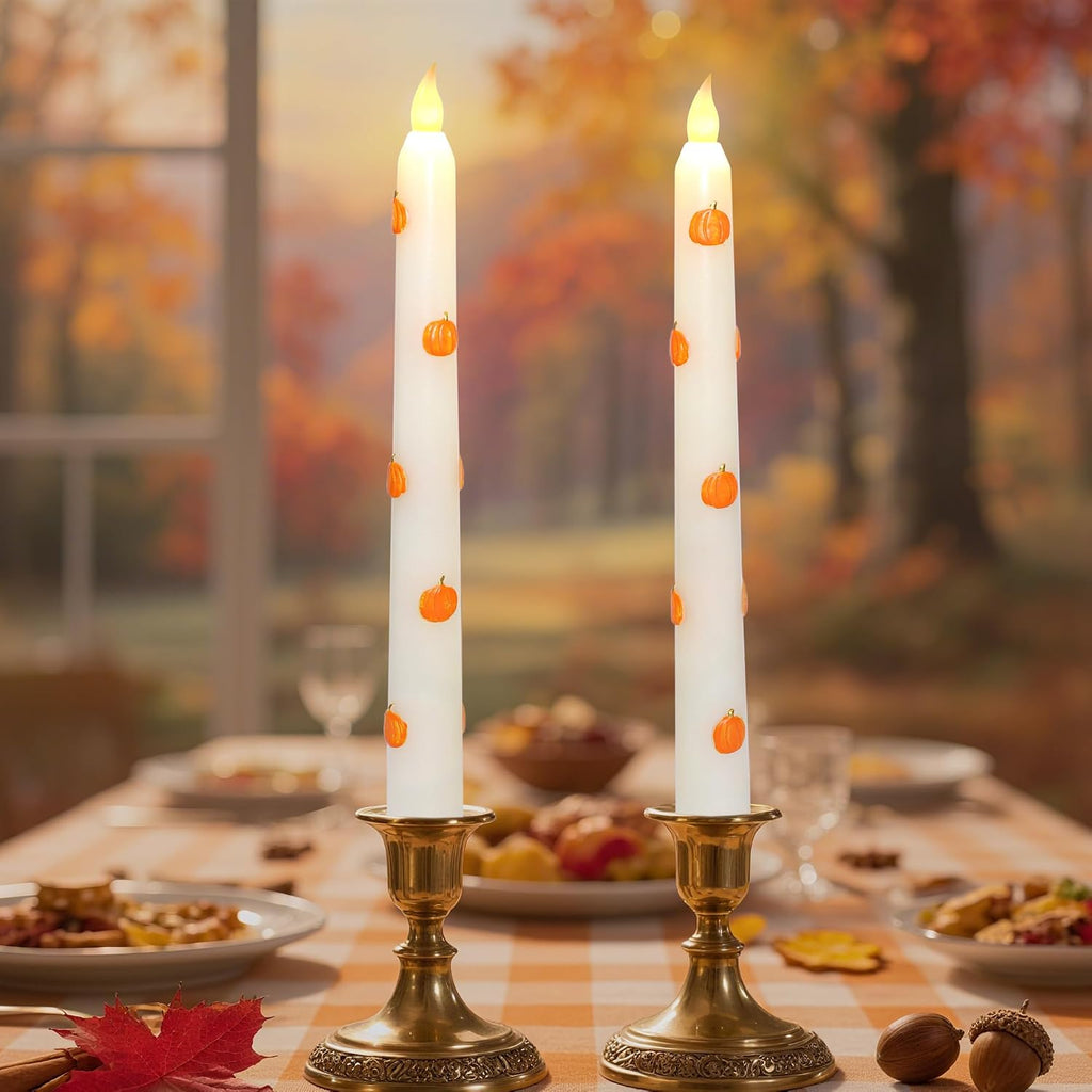 Impress Life Fall Flameless Taper Candles, Battery Operated with Remote