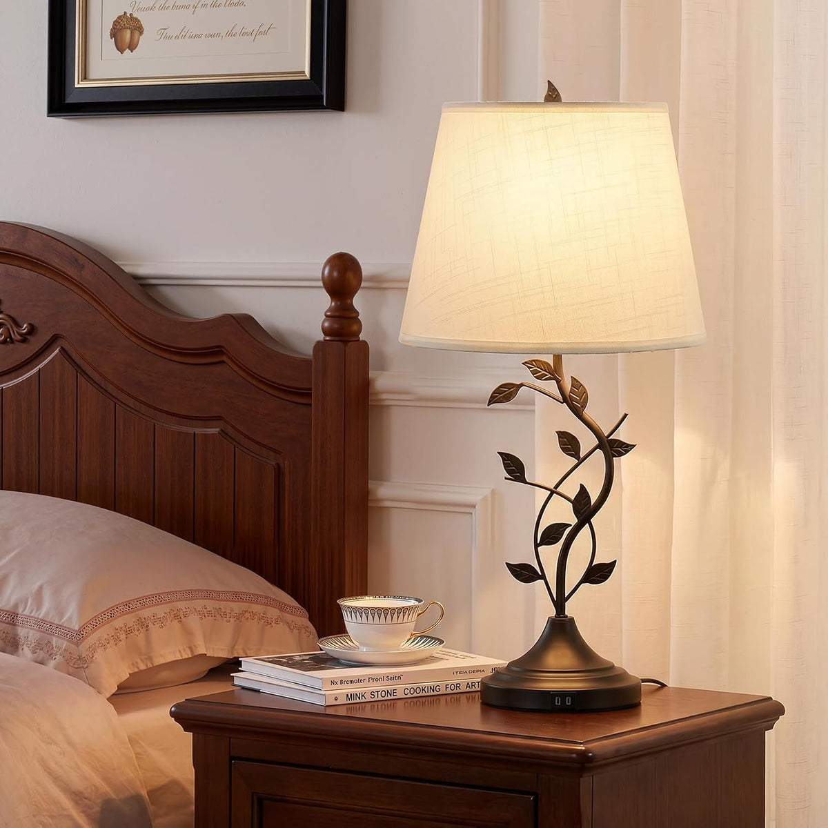 Kakanuo Table Lamp for Living Room, Bedside Lamp for Bedroom, Rustic Lamp