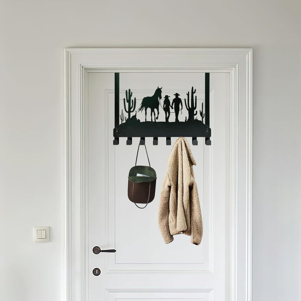 Cowboy Over the Door Hook Hanger,8 Decorative Towel Rack Organizer