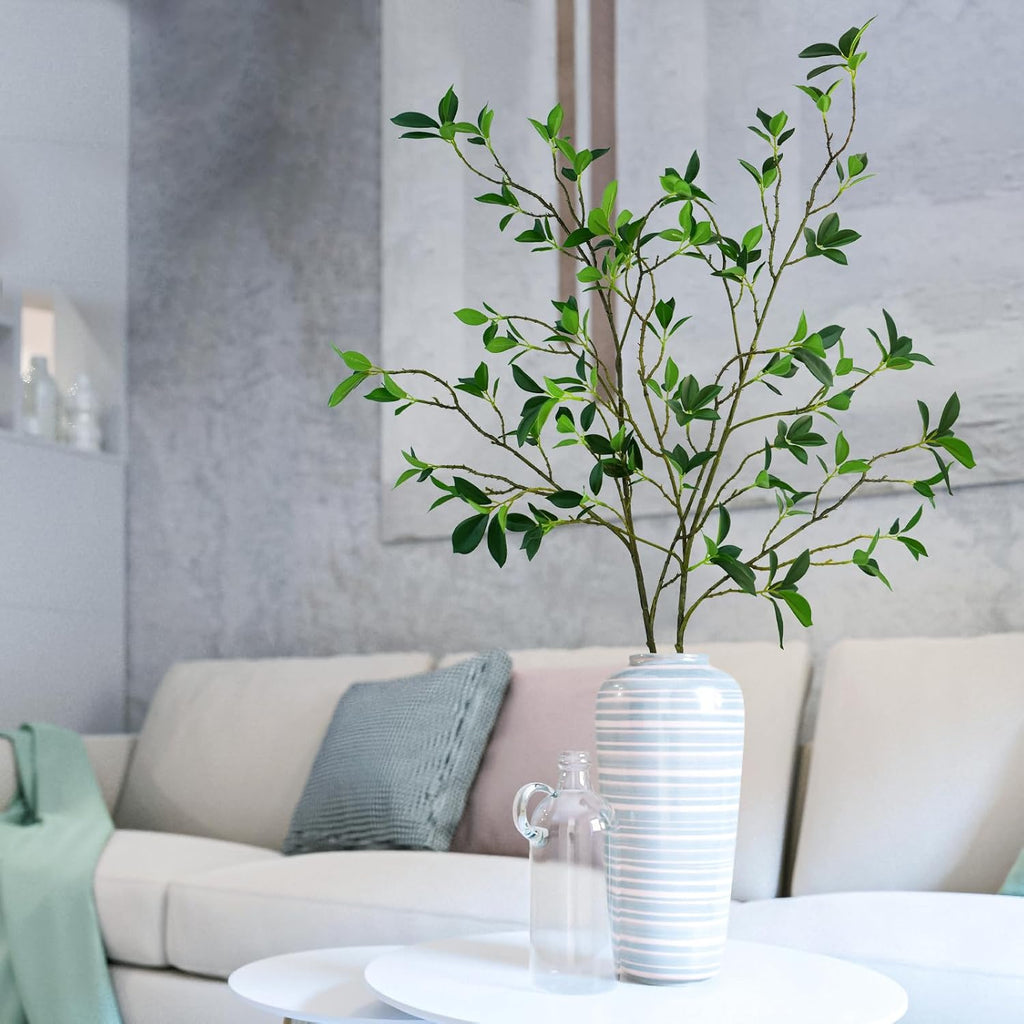 Krissing 2Pcs Artificial Greenery Stems, 44inch Fake Ficus Twig Branches
