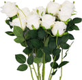 AnotherGifts Artificial Silk Rose Flower Bouquet Home Decor Wedding Party, Pack of 10 (Off White) Exclusive Style…