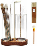 Ceremony Incense Holder,2 in 1 Wooden Incense Burner(Transprent, Two Glass)