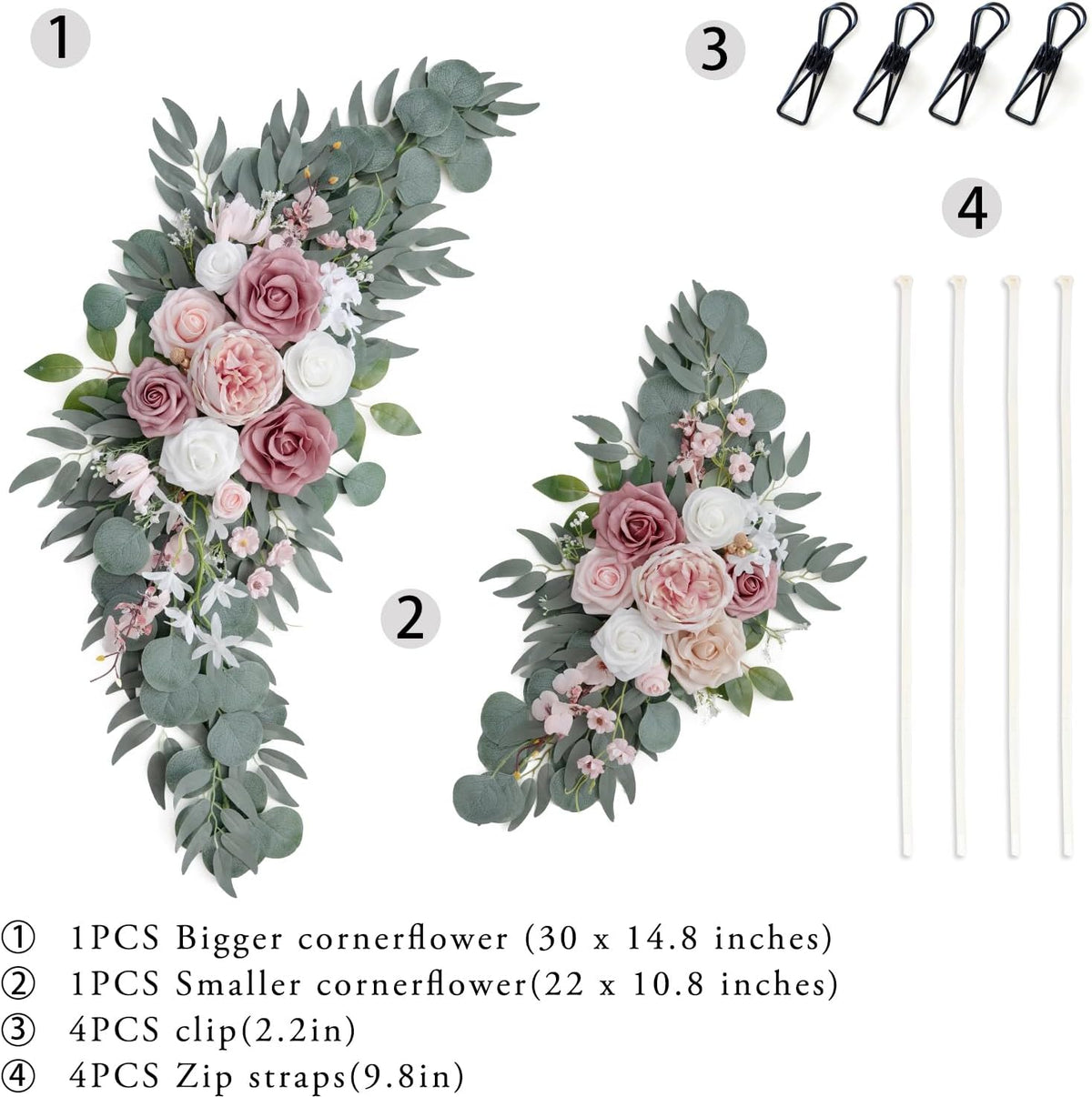 ponatia Small Artificial Wedding Arch Flowers Set of 2