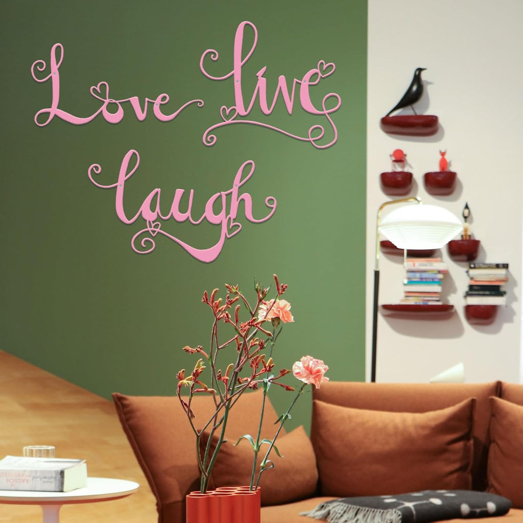 ESTART 3 Pieces Metal Letter 'Live Laugh Love' WordArt Wall Art Decor