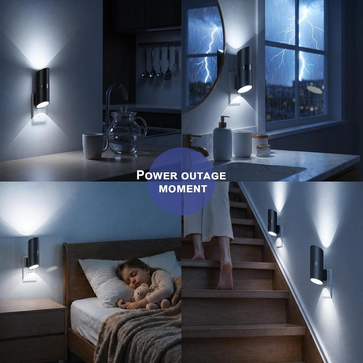 Dawnrise Plug in Night Lights with Power Failure, Multifunctional, 2 Pack