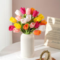 Artificial Tulips - 20 Stems Real Touch Realistic Fake Tulip Flowers, Premium Silk Feel, UV-Resistant, Anti-Fade, Waterproof Lifelike Faux Tulips for Home Decor, Wedding, Party, DIY (Mix)