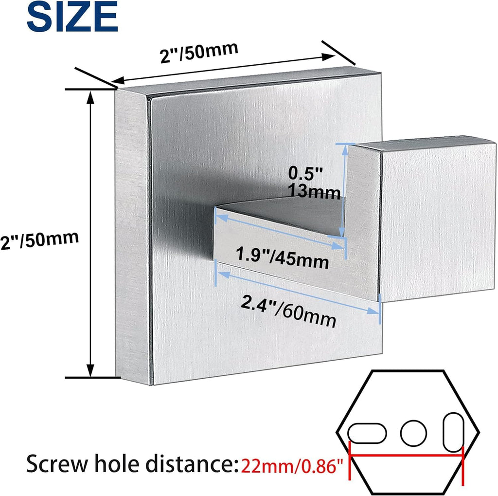 Towel Hooks for Bathrooms, Brushed Nickel Towel Hook for Kitchen Bathroom, SUS304 Stainless Steel Coat Hook, Heavy Duty Towels Holder Hooks for Hanging Towels,Coats,sponges,Clothes,Wall Mount, 1 Pack