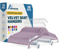 Lifemaster Velvet Skirt Hangers – with Adjustable Clips, 360 Degree Swivel Hook, and Non-Slip Shoulder Notch, Holds Up to 10 lbs, for Organizing Skirt, Pants, Dress, and Clothes, Pack of 30, Purple