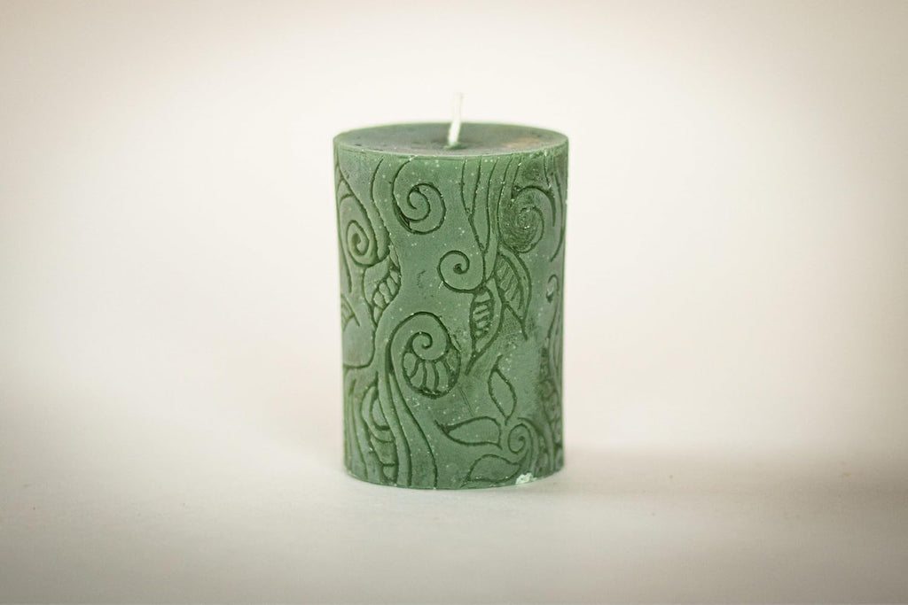 BeeTheLight Beeswax Pillar Candle - 100% Pure Bees Wax - Choose Your Size and Color - 24 Hour Burn Time - 2x3 - Unscented - Natural Light Honey Scent (Earthen Green, Small)