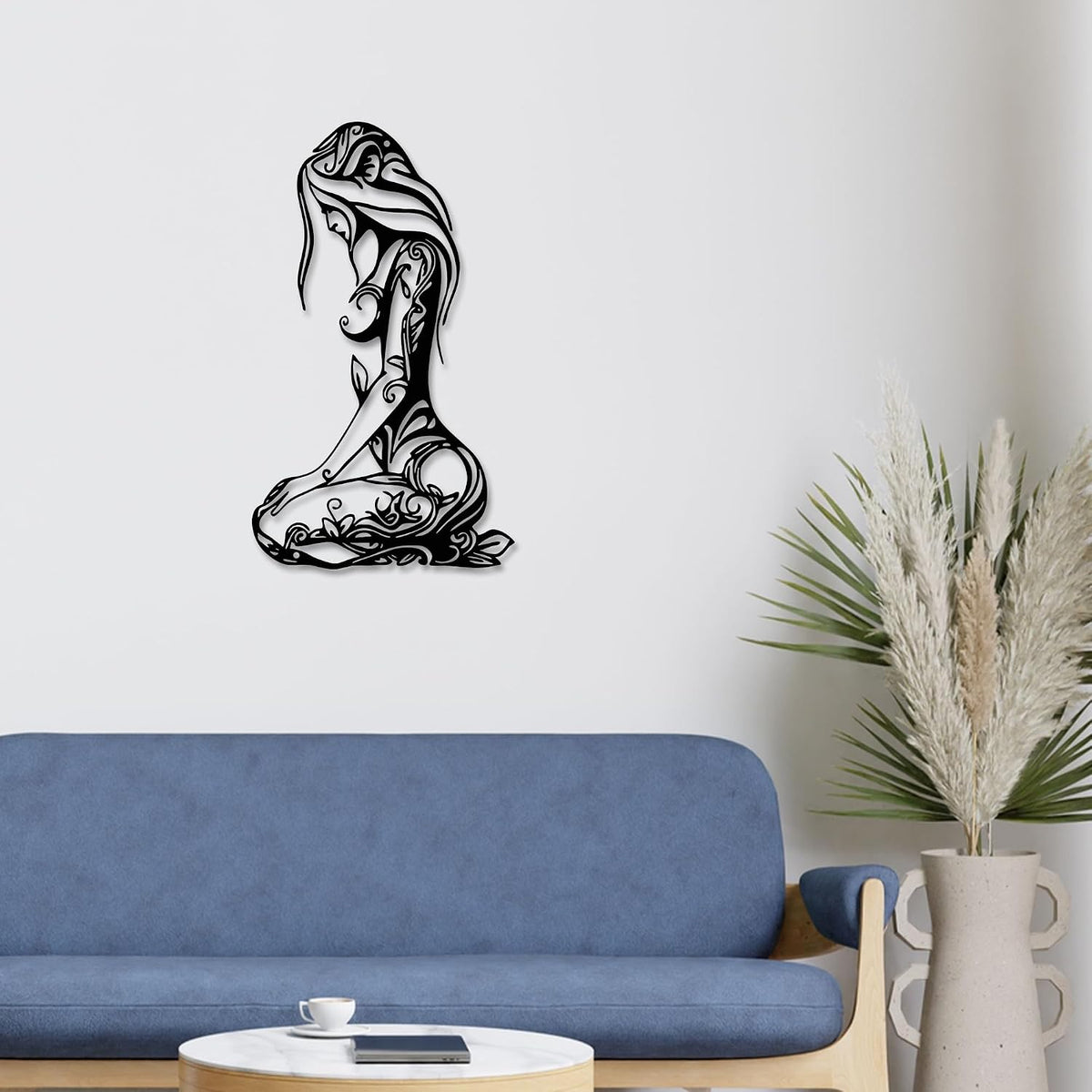 Xedatric Abstract Metal Wall Art Minimalist Line Sculpture for Home.Black.