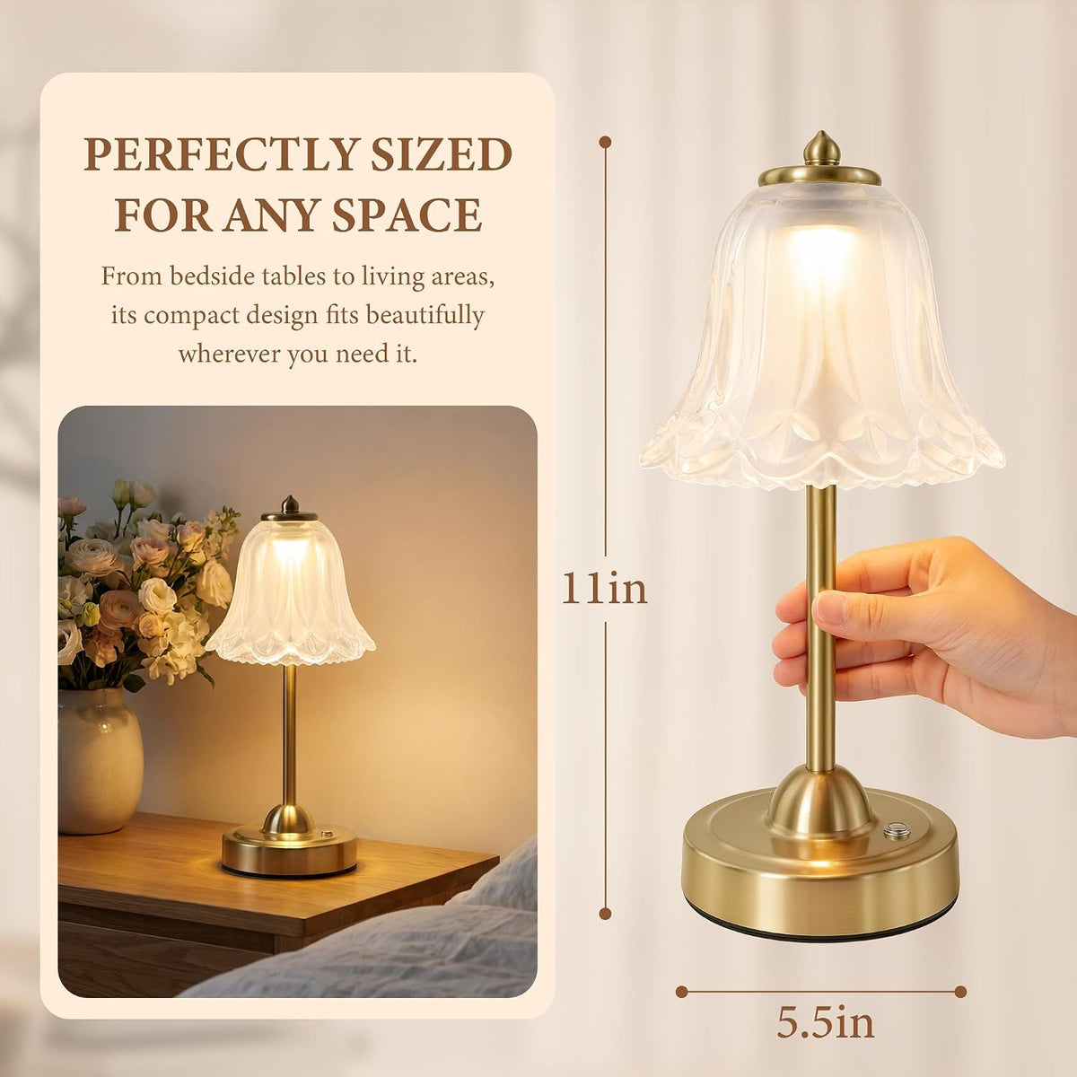Cordless Table Lamp, Rechargeable Battery Operated Touch Lamp,Frosted White
