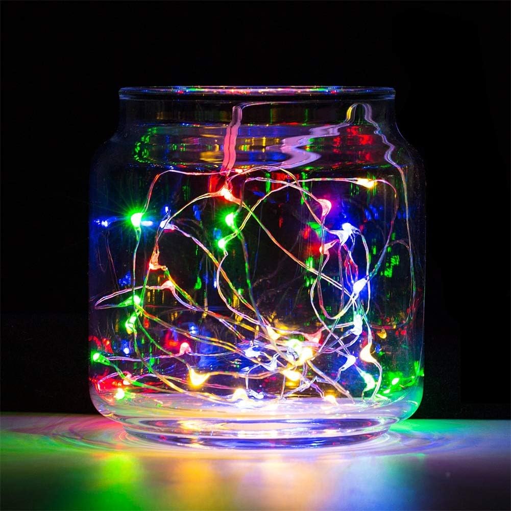 4 Pack Battery Operated Dewdrop Led Lights,Indoor Mini Fairy Lights With Timer Function,For Wedding Home Parties Christmas Holiday Decoration,6 Hours on/18 Hours Off ,30 Count LED,10 Feet(Multi color)