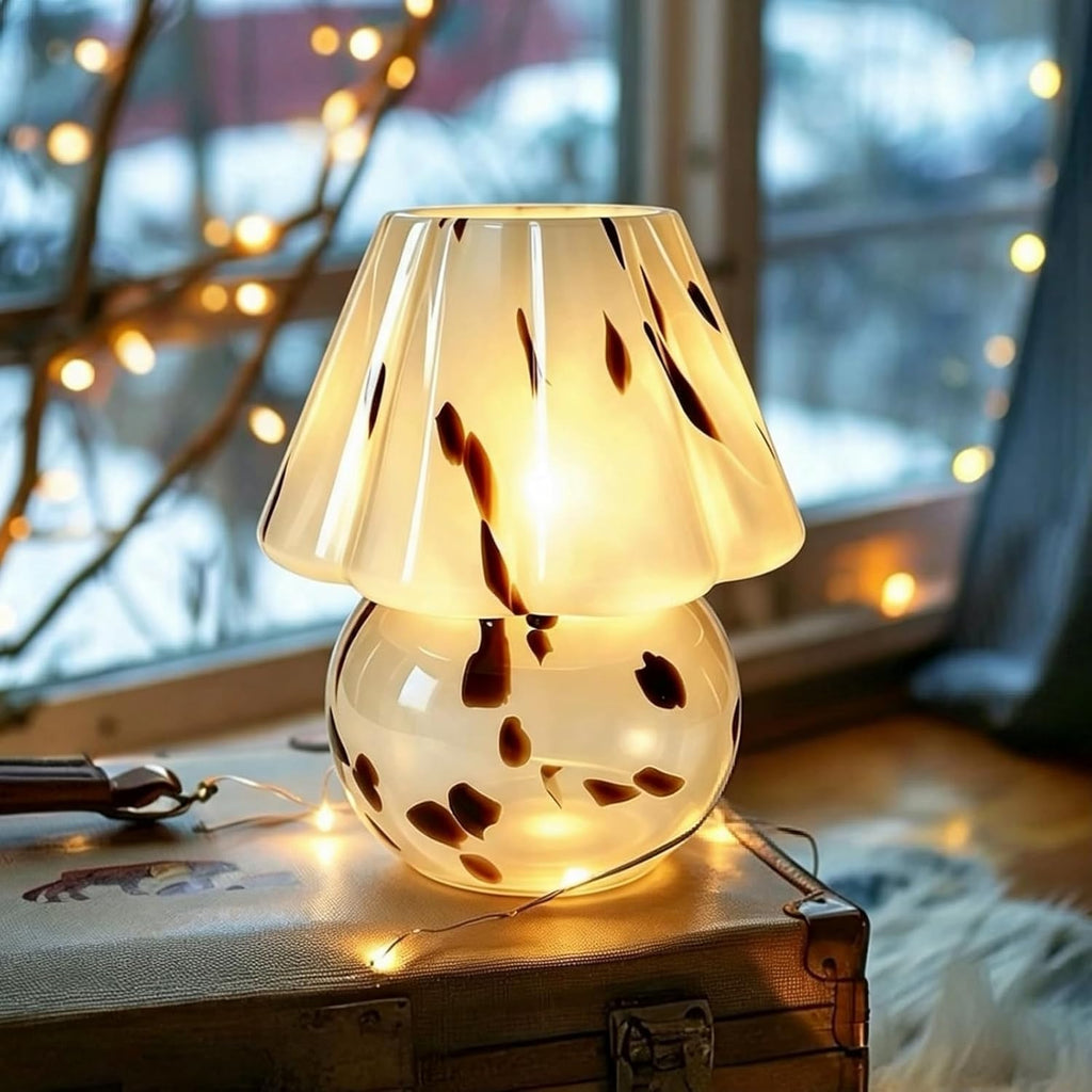 Glass Mushroom Lamp 3-Color Dimmable Table Lights for Home Decor