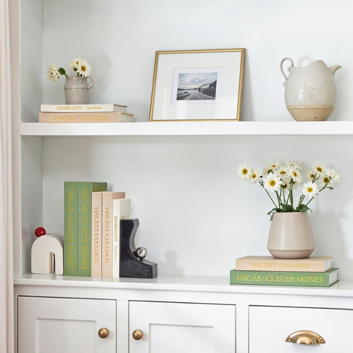 JARLINK Aesthetic Decorative Books, Set of 3 Linen Faux Book Boxes, Sage