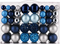 Christmas Balls Tree Ornaments Set, Shatterproof Xmas Decorations Set with Reusable Hand-held Gift Package for Holiday Indoor Tree Decor (100, Dark Blue, Sky Blue & Silver)