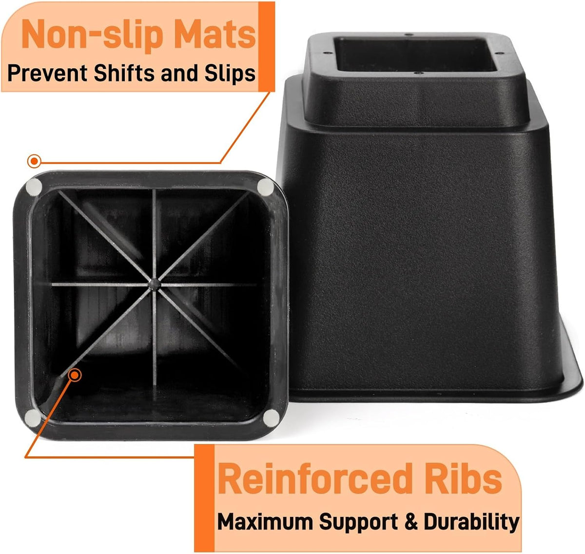 Pumtus 16 Pack Adjustable Furniture Risers, 3,4,5,6,7,8,9,10 Inch Heavy Duty Bed Lift Elevator with Anti-Slip Mats, Stackable Sofa Couch Desk Chair Risers for Additional Storage
