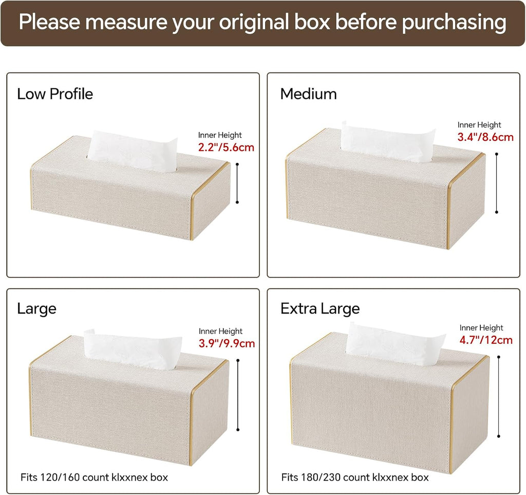 Low Profile Tissue Box Cover Rectangle with Magnetic Closure