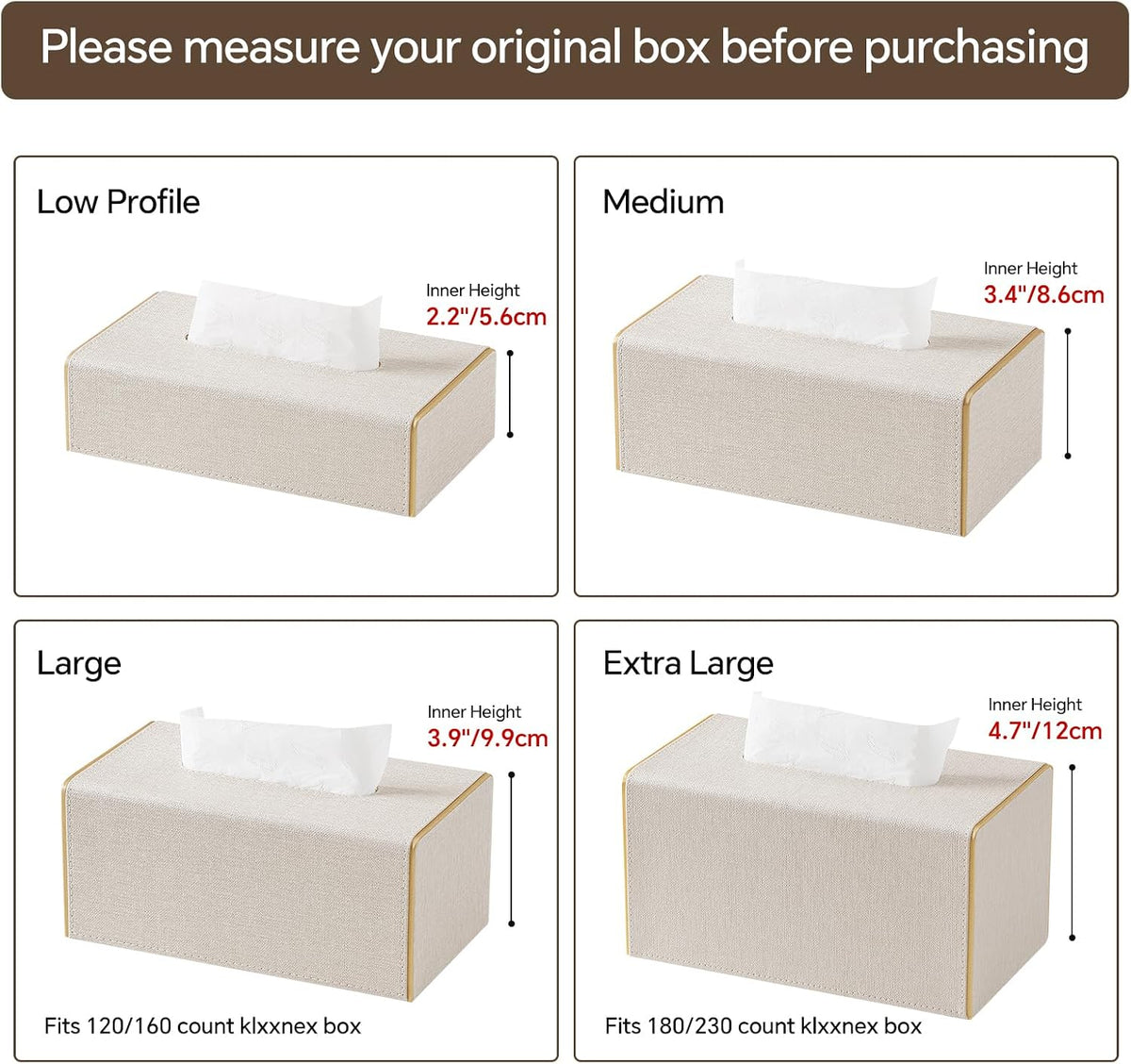 Low Profile Tissue Box Cover Rectangle with Magnetic Closure