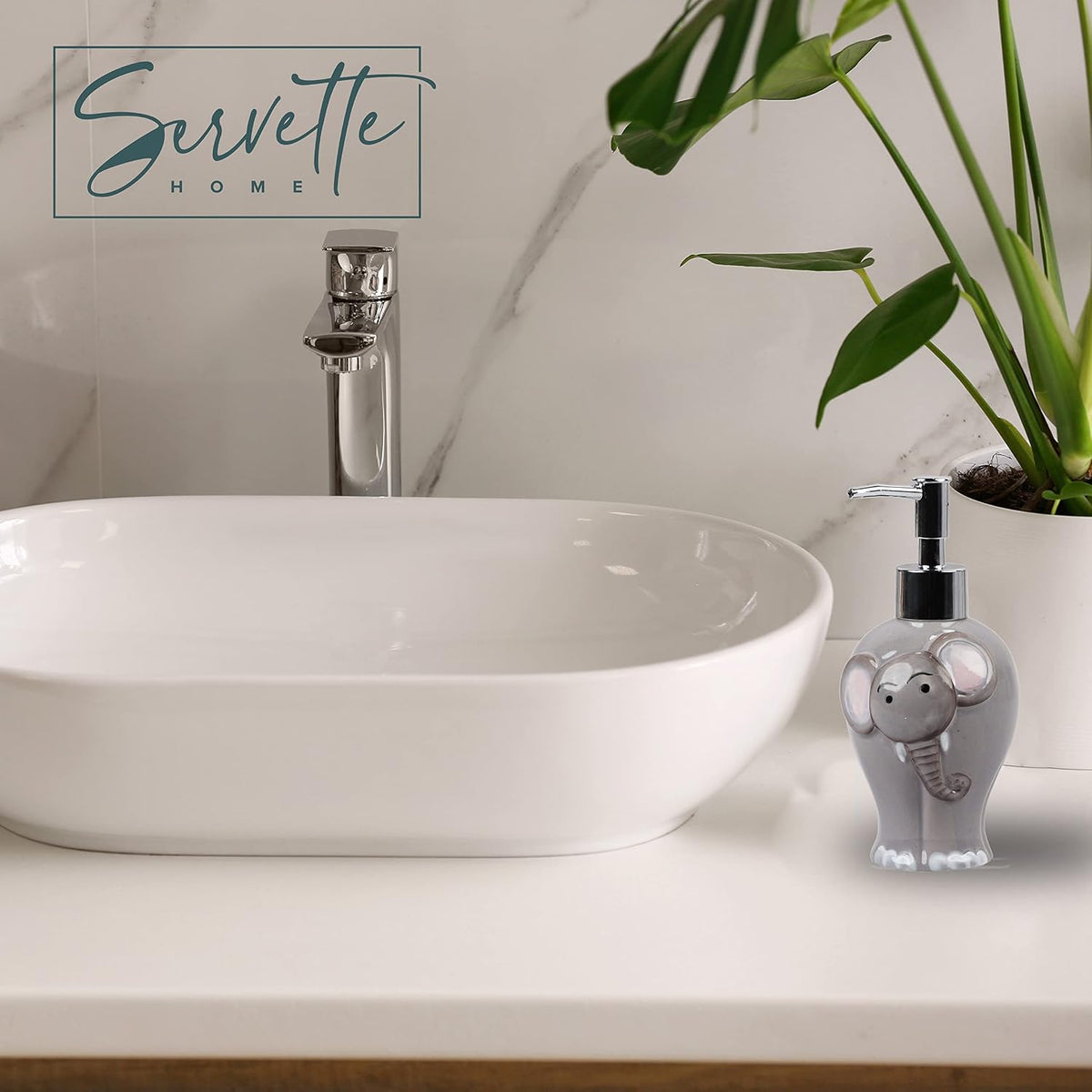 Elephant Soap Dispenser with Pump for Bathroom or Kitchen Sink