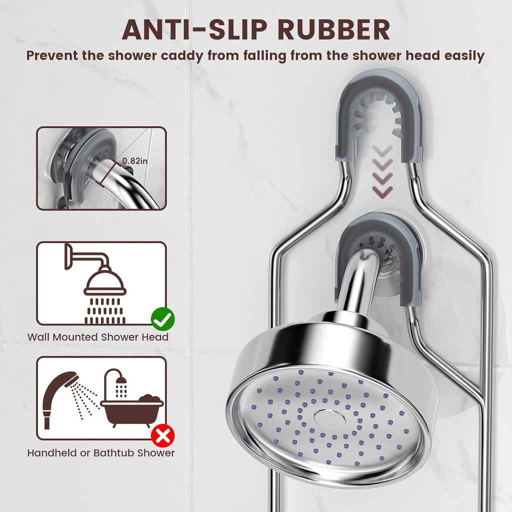 Rustproof Shower Caddy Hanging with Soap Holders for Bathroom, Silver