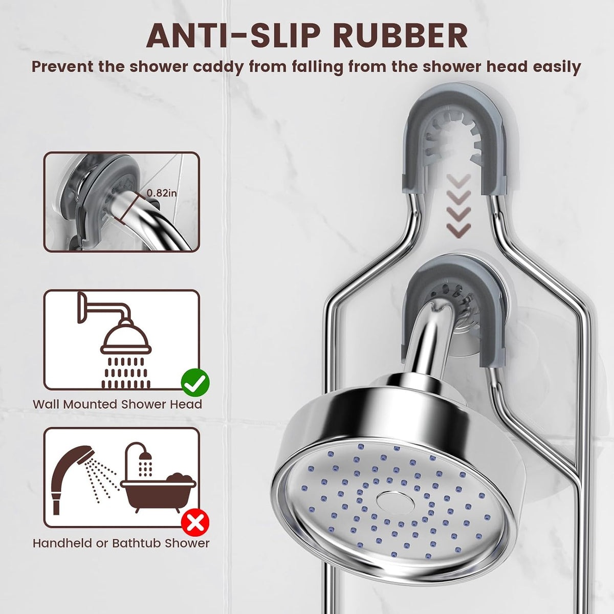 Rustproof Shower Caddy Hanging with Soap Holders for Bathroom, Silver