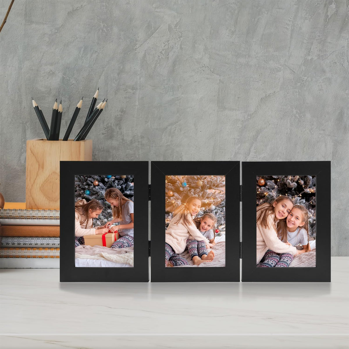 Frametory, 4x6 Triple Picture Frames Black, 1 Pack