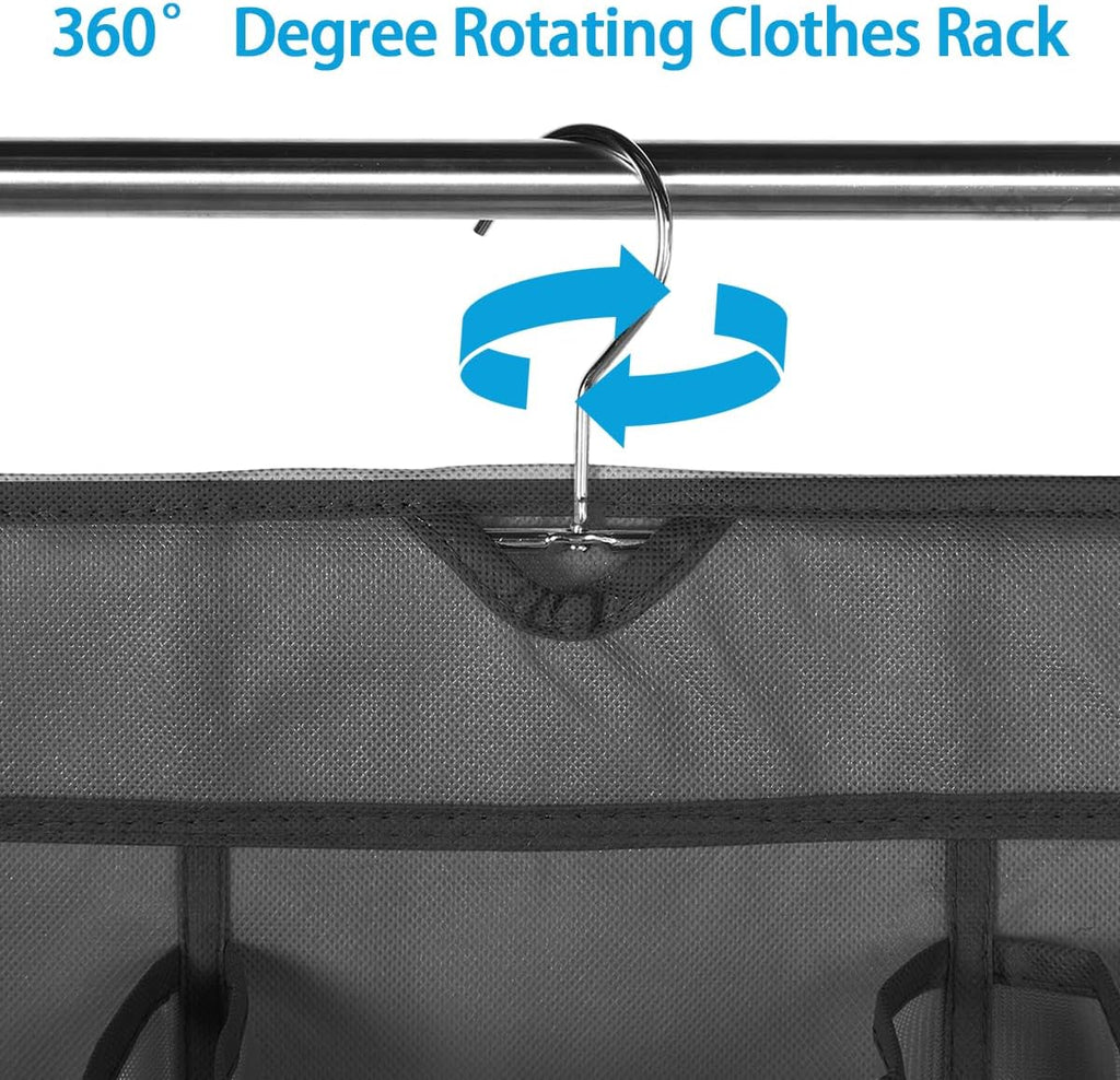 3Pcs 30 Large Pockets Dual Sided Hanging Shoe Organizer Double-Side Closet Storage Shelves with Rotating Hanger Space Saving Storage Bag Portable Shoe Rack Holder for Bedroom Laundry Room,Black