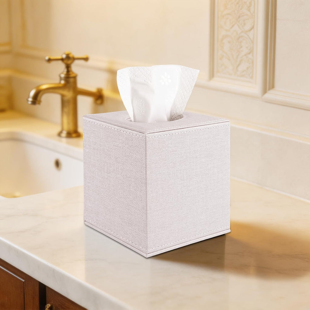 4 Pack Square Tissue Box Cover with Magnetic Bottom Tissue Box Holder