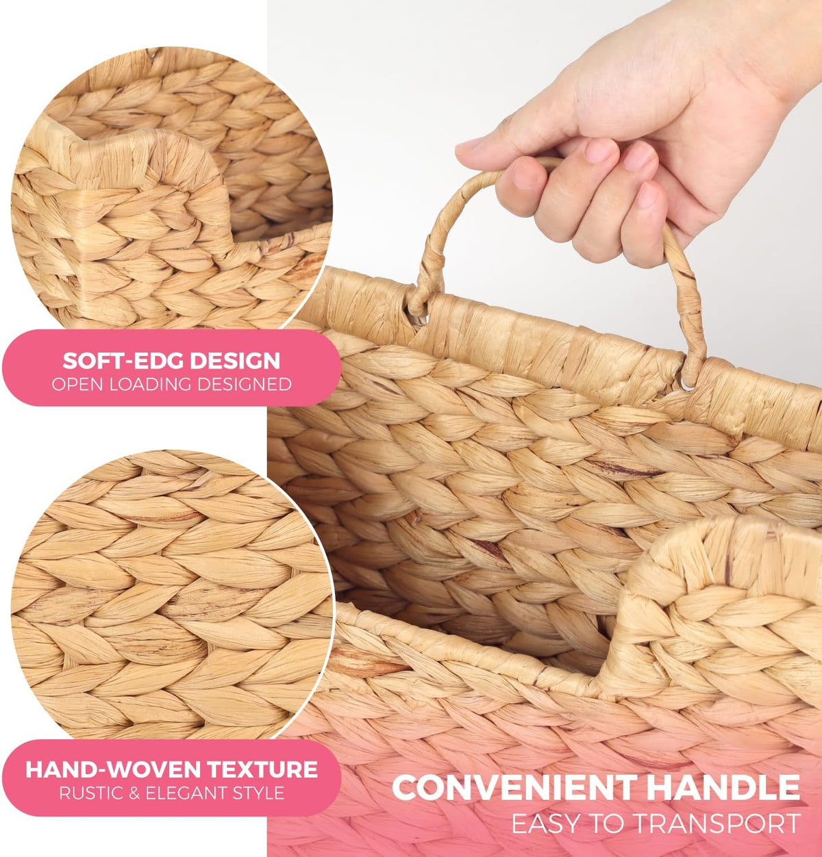 Handwoven Water Hyacinth Wall Magazine Holder - Natural Hanging Organizer for Mail, Newspapers & Magazines, Books & Files - Decorative Boho Storage Basket for Entryway, Bathroom, Living Room, Office.