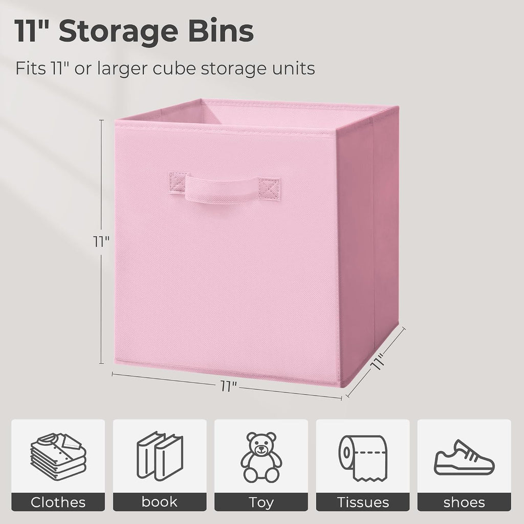 11x11 Storage Bins, Set of 3 Storage Cubes, Collapsible Cube Storage Box, Fabric Closet Organizers with Handles for Home, Office, Closet Shelf Cabinet, Bookcase, Multi-Color