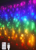 Rainbow Fairy String Curtain Lights with Remote, Twinkle LED Ombre Light Curtain for Girls Room, Kid's Bedroom, Teen Room, Unicorn Theme, Party, Independence Day Décor Gift (Rainbow)