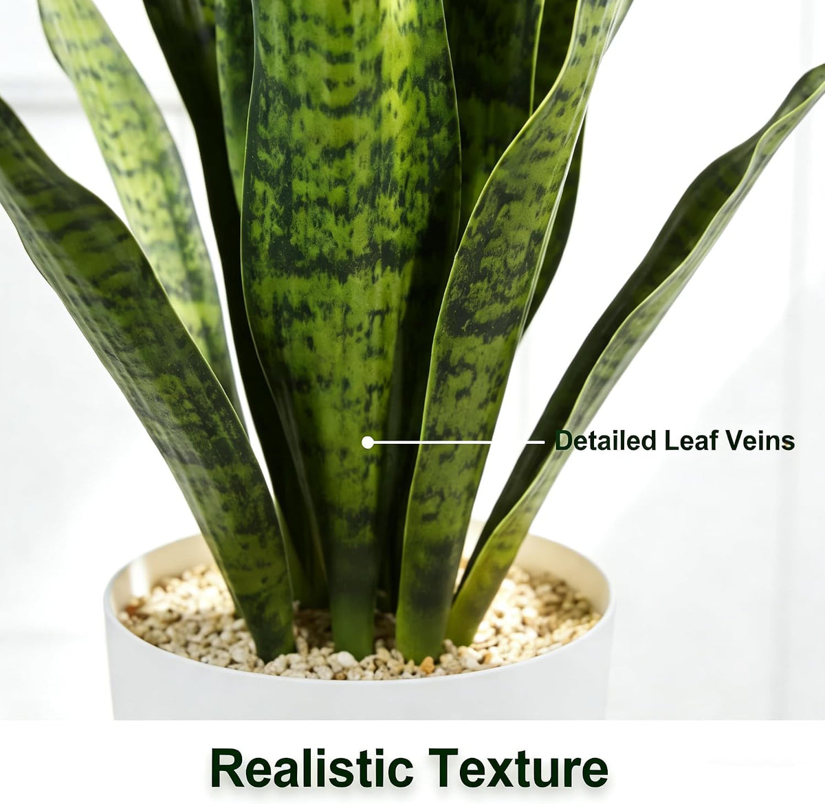 2.3FT Fake Snake Plant 27in Sansevieria Potted Plant in White Pot