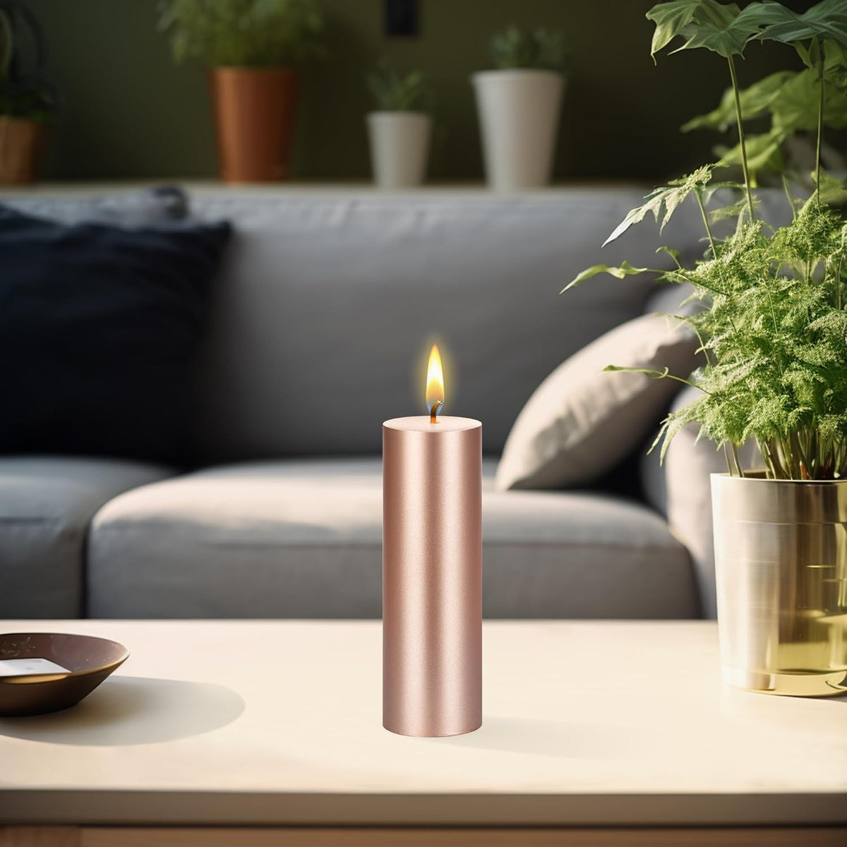 Mega Candles 6 pcs Unscented Solid Rose Gold Pillar Candles, Hand Poured Premium Wax Candle 2 Inch x 6 Inch, Home Décor, Spas, Weddings, Occasions, Party, Centerpieces, Holidays, Vigils, Prayers