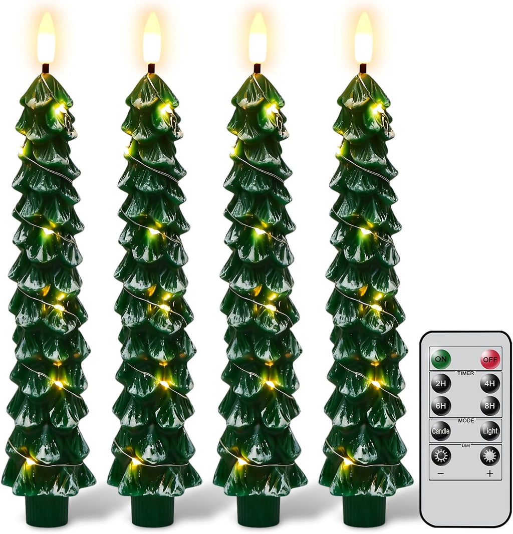GenSwin Christmas Tree Flameless Taper Candles candlesticks Remote Timer