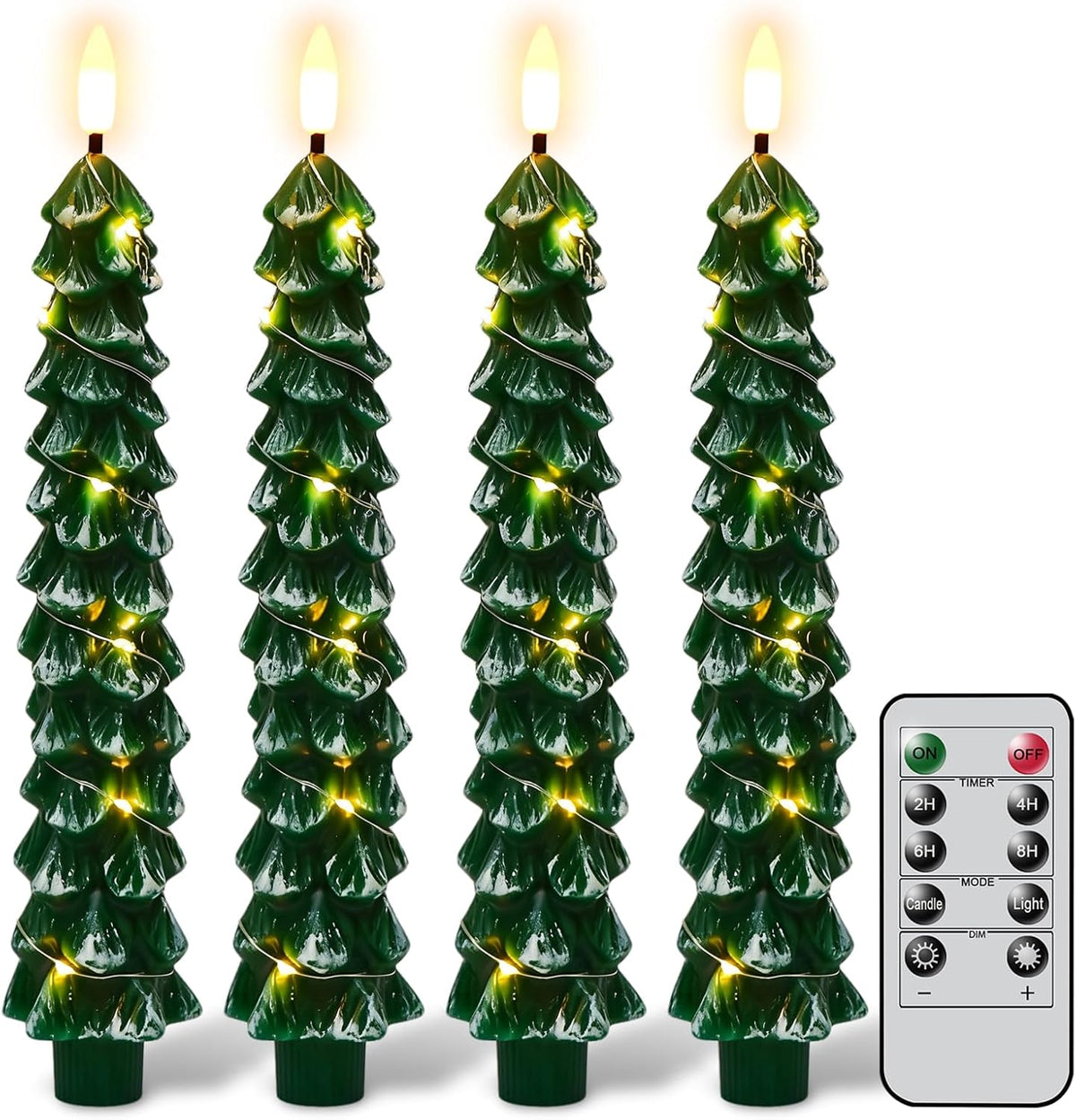 GenSwin Christmas Tree Flameless Taper Candles candlesticks Remote Timer