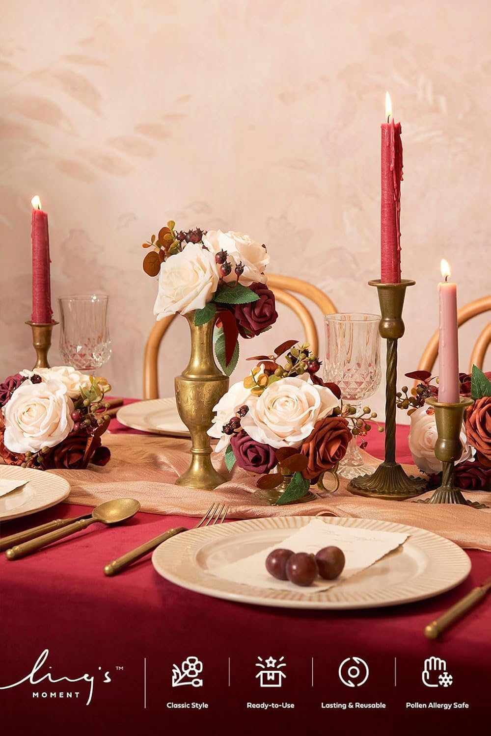 Ling's moment Terracotta 6 Pack Bridesmaid Bouquets Centerpieces 5.5"