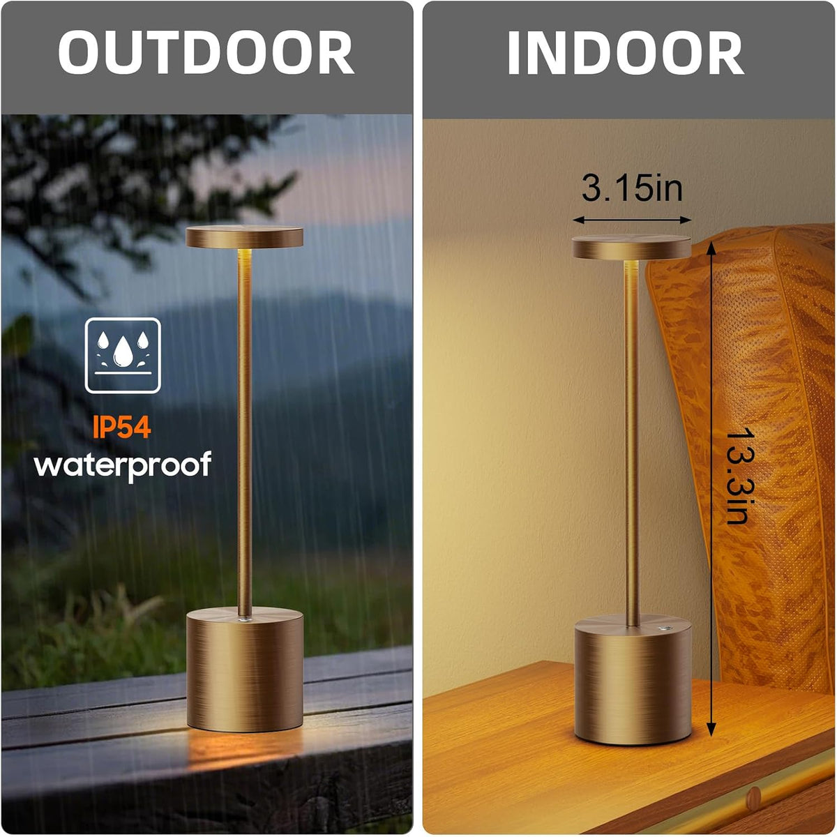 LED Cordless Table Lamp Rechargeable,Battery Powered Outdoor Lights