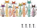 Wesiti Metal Cat Wall Art Decor Colorful Sculptural Mid Century 14 x 6.4