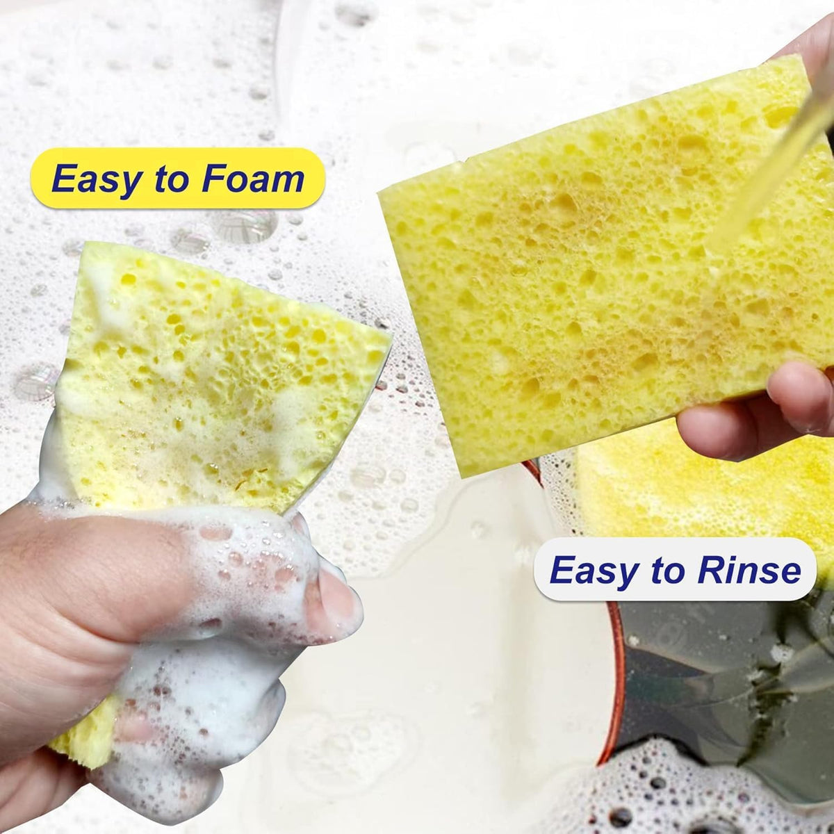 CELOX 6 Pack Dish Sponges, Non Scratch Sponge for Kitchen Cleaning, Lemon Printed Dual Sided Scrub Sponges