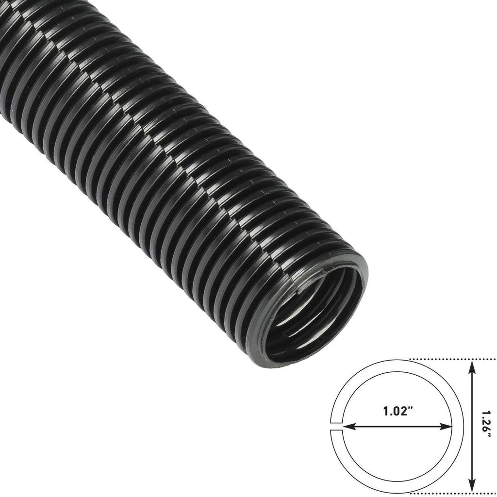 D-Line Black 43in Cable Sleeve, Flexible Wire Protector Tubing, Split Electrical Conduit, Plastic PC Cable Management Tube, Cord Sheath, TV Loom Tubing - 1.26in Diameter, 43-inch Length