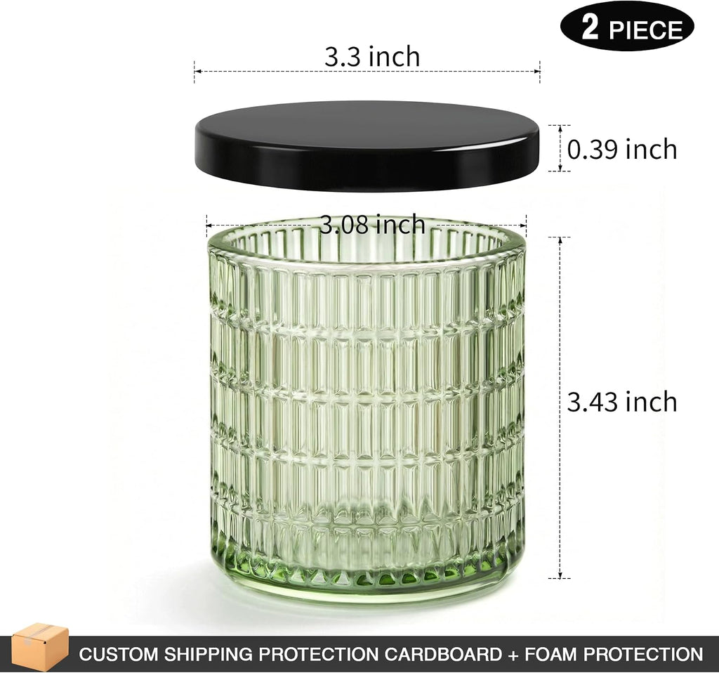 Green Thick Glass Bathroom Qtip Holder, 2 Pack