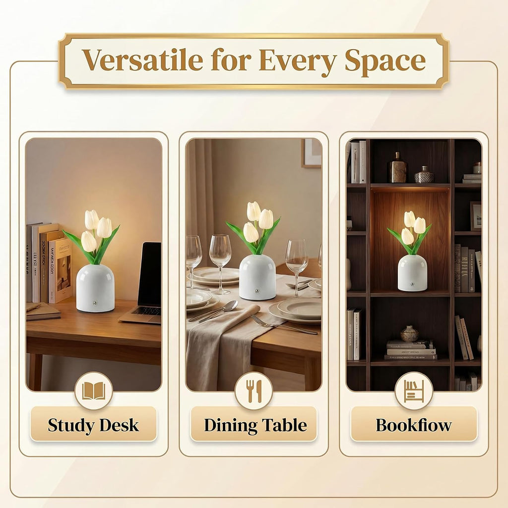 Birthday Gifts for Women/Mom Table Lamp, 3 Color Crystal Flower Bedside Lamps Infinitely Dimming with USB Charge Small Night Light,Nightstand Touch Lamp for Bedroom (S-White)