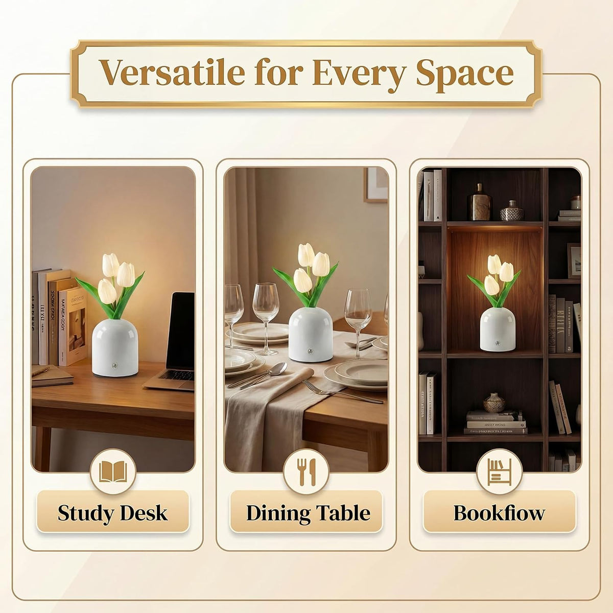 Birthday Gifts for Women/Mom Table Lamp, 3 Color Crystal Flower Bedside Lamps Infinitely Dimming with USB Charge Small Night Light,Nightstand Touch Lamp for Bedroom (S-White)