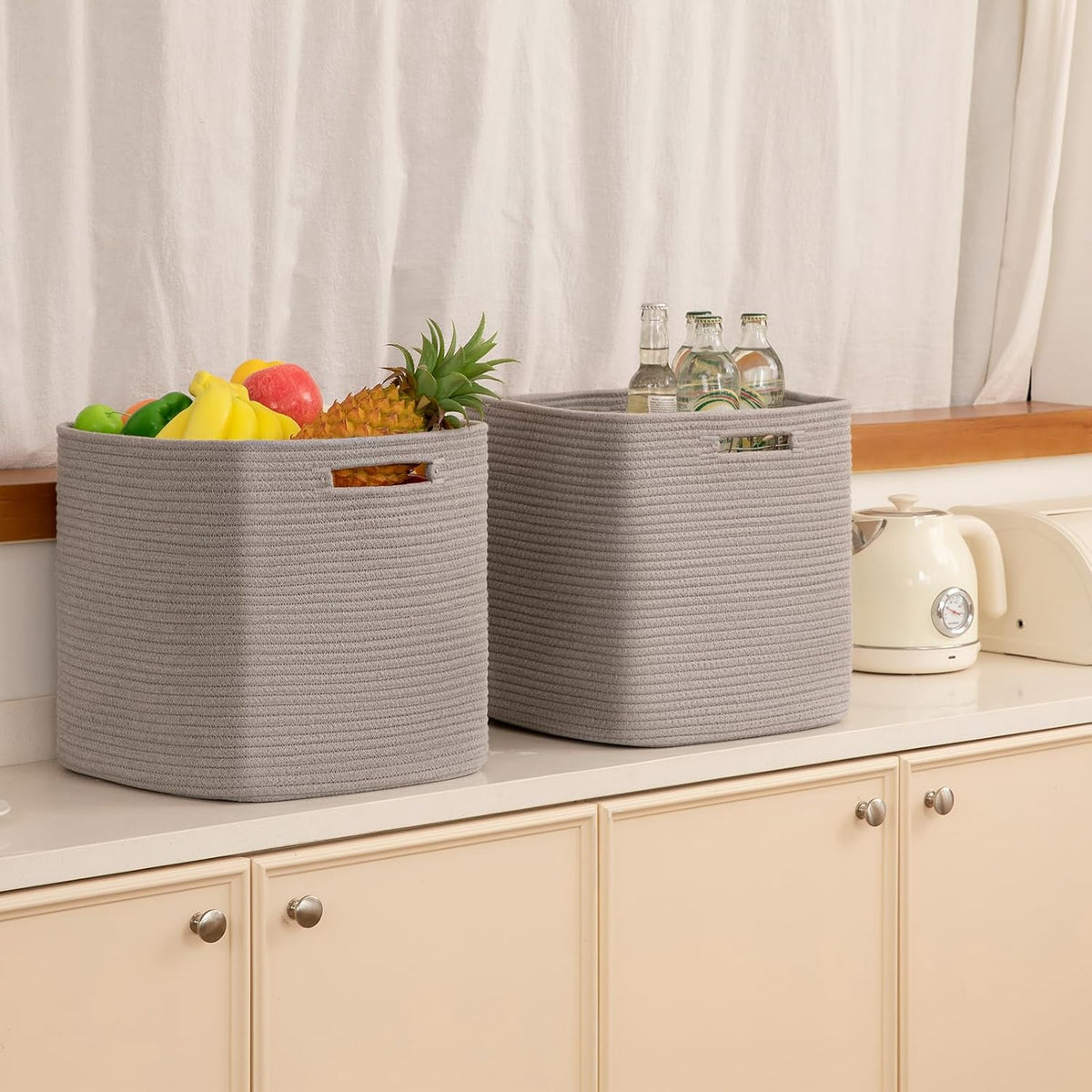 OIAHOMY 2 PACK Cube Storage Bin 13 Inch Collapsible Storage Cube Grey