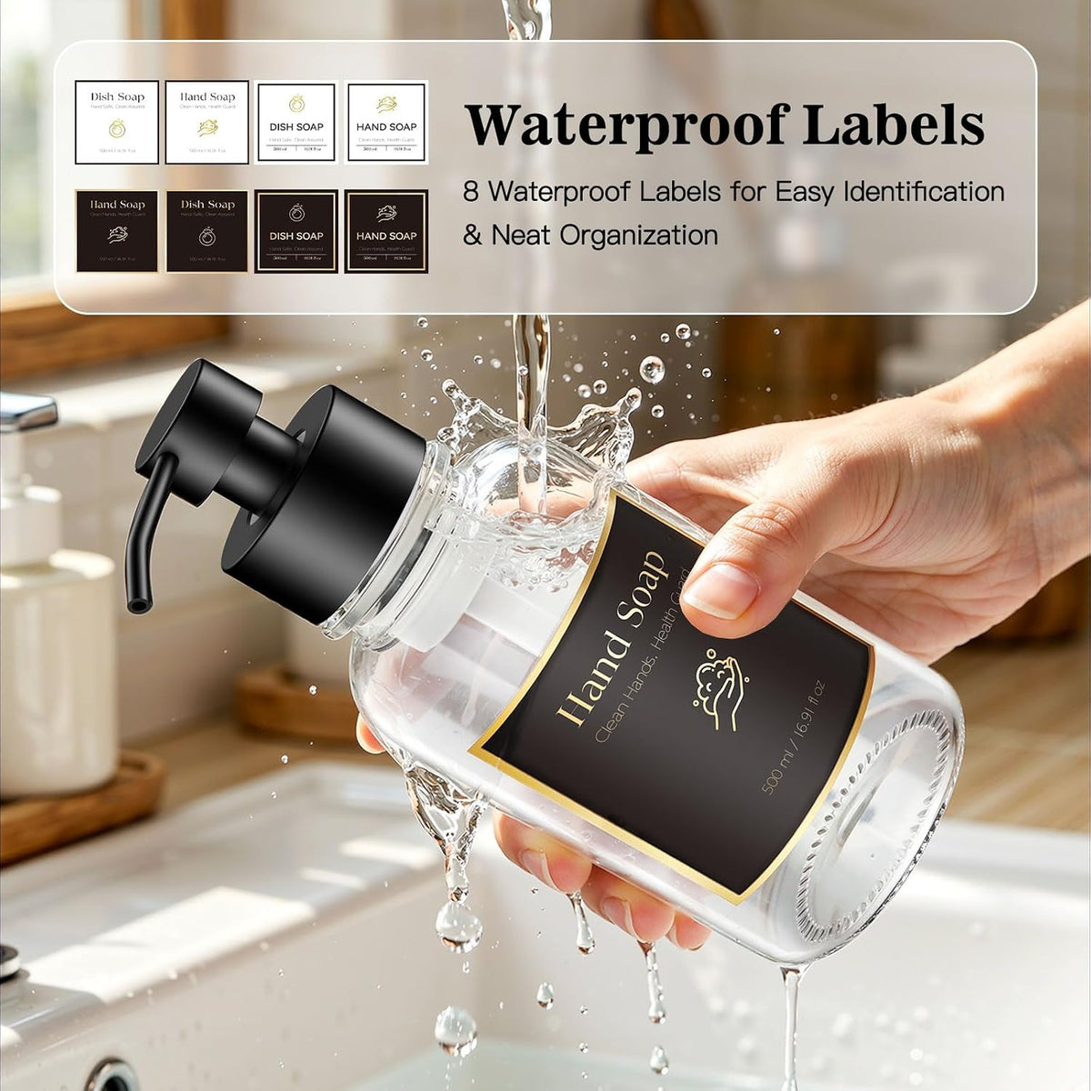 16.9 Oz Clear Glass Foaming Soap Dispenser, 2 Pack(Clear)