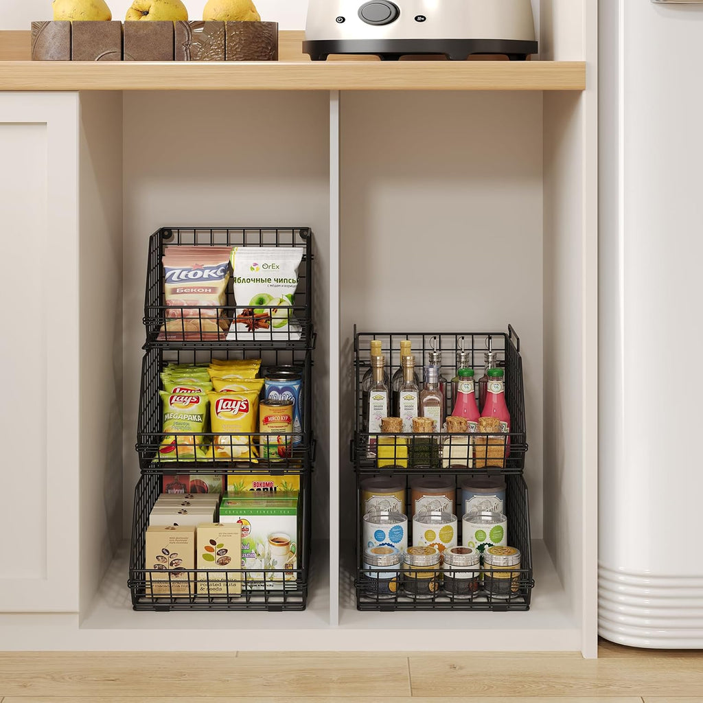 3-Tier Stackable Wire Baskets, Fruit and Vegetable Storage for Counter
