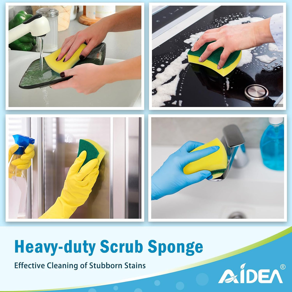 AIDEA Heavy Duty Sponges Kitchen 50PK, Dish Sponge Kitchen, Scrub Sponges